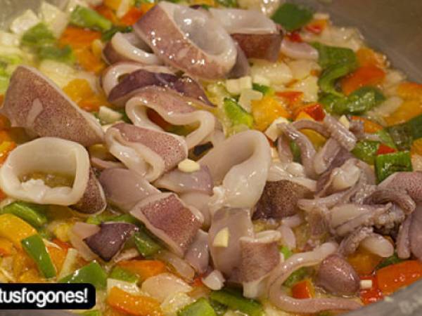 Arroz con bacalao y gambones - Preparación paso 3