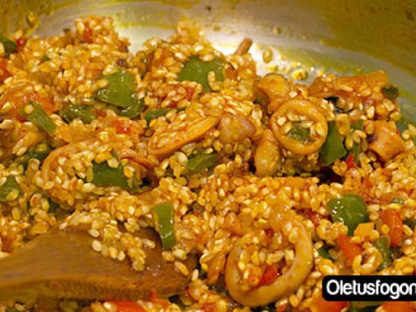 Arroz con bacalao y gambones - Preparación paso 5