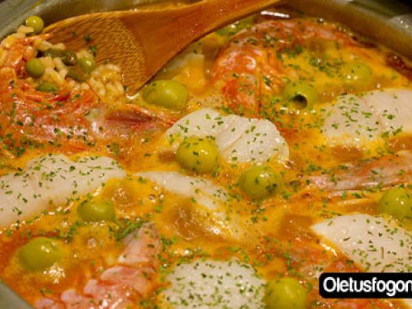 Arroz con bacalao y gambones - Preparación paso 7
