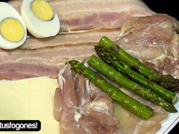 Rollitos de pollo, bacon y trigueros - Preparación paso 3