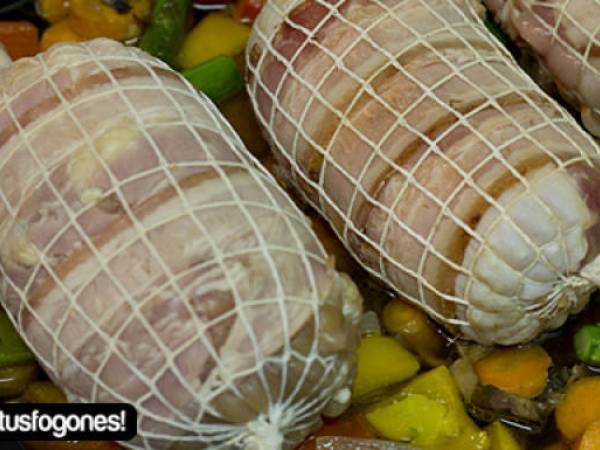 Rollitos de pollo, bacon y trigueros - Preparación paso 5