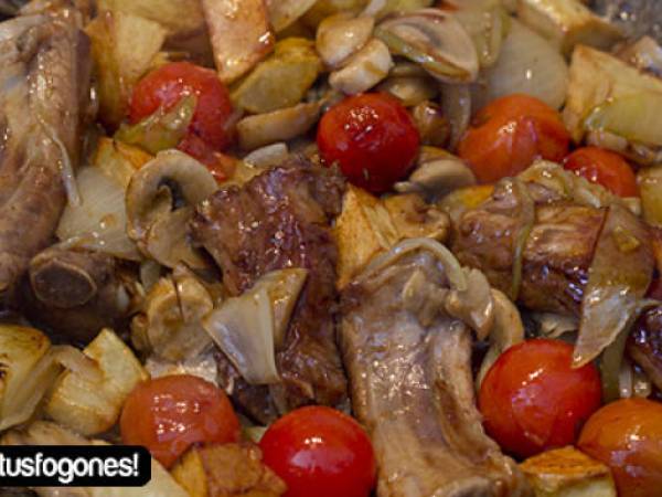 Wok de costillas de cerdo y champiñones - Preparación paso 7