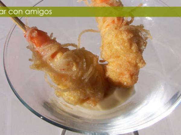 Langostinos con fideos de arroz - Preparación paso 1