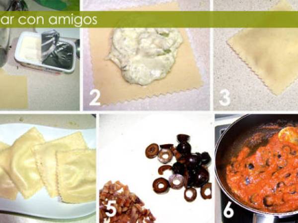 Raviolis rellenos de Queso y Albahaca a la Siciliana - Preparación paso 1