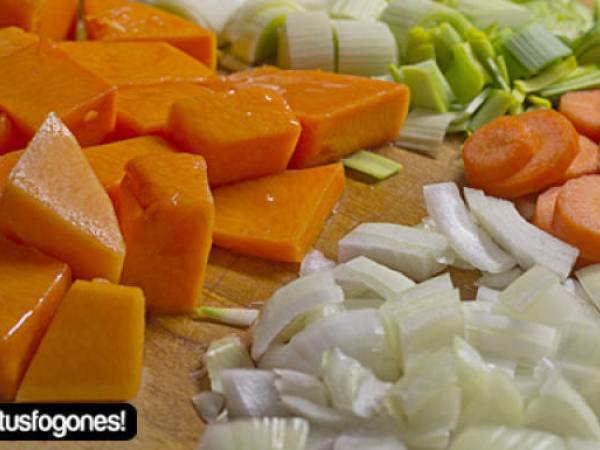 Puré de calabaza y patata al jamón - Preparación paso 1