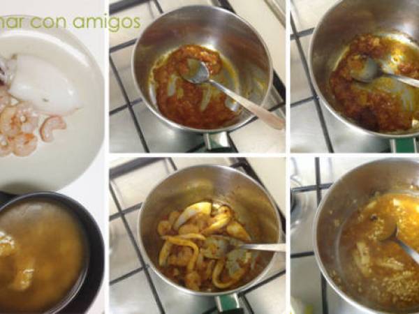Risotto de sepia y gambas - Preparación paso 1