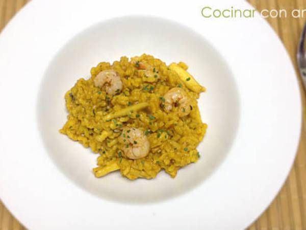 Risotto de sepia y gambas - Preparación paso 2