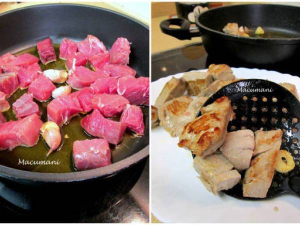 Fideos a la cazuela con atun fresco - Preparación paso 2