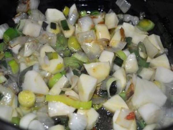 Crema de coliflor y puerro - Preparación paso 2