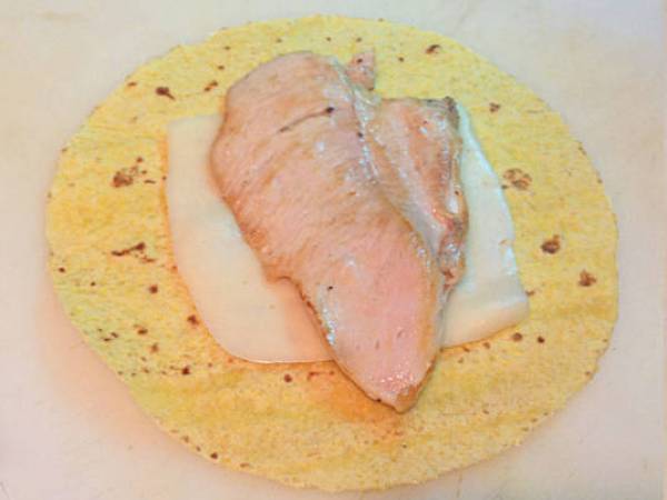 Wraps de jamon y pollo - Preparación paso 2