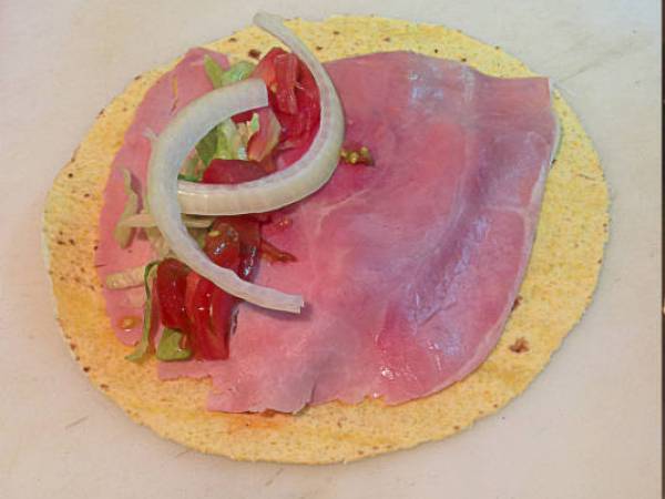 Wraps de jamon y pollo - Preparación paso 3