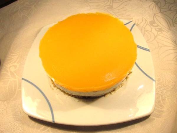 Tarta de cuajada, con mango y coco - Preparación paso 7