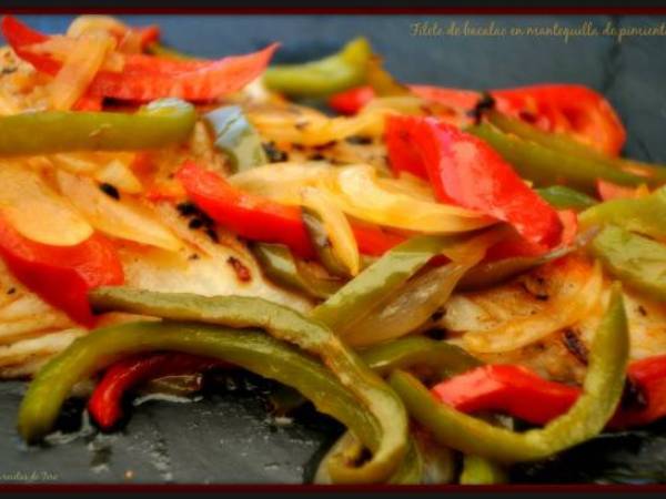 Filete de bacalao en mantequilla de pimientos. - Preparación paso 1