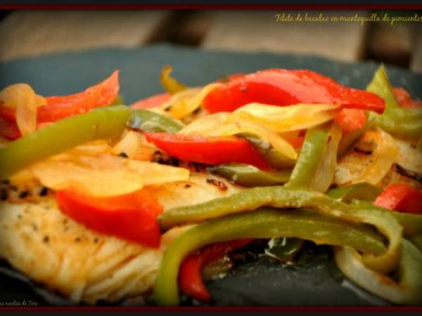 Filete de bacalao en mantequilla de pimientos. - Preparación paso 4
