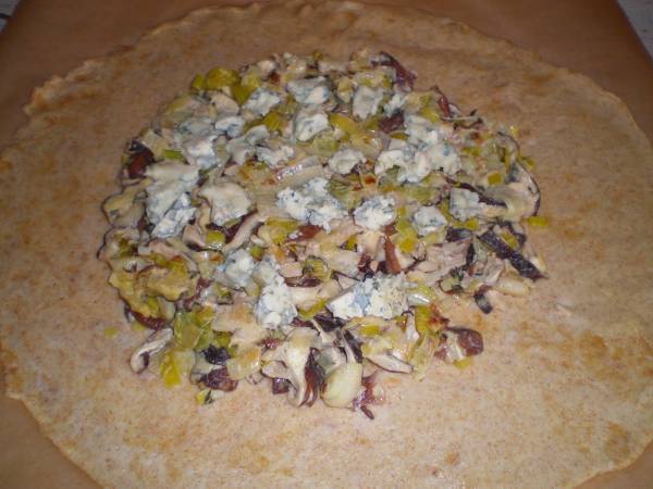 Galette de setas shiitake, puerro y gorgonzola - Preparación paso 7