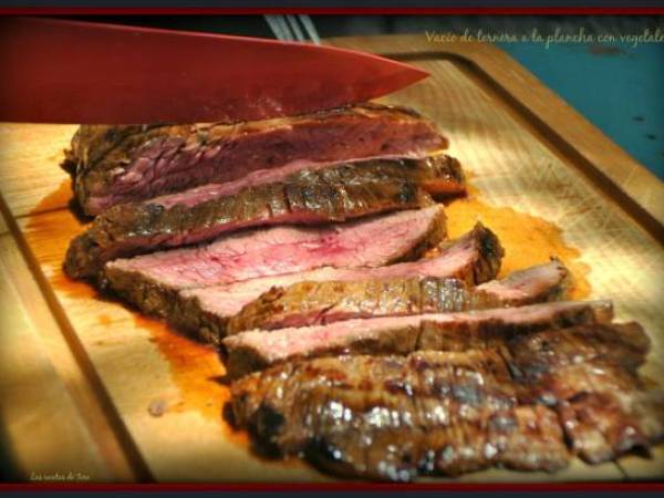 Vacío de ternera a la plancha con vegetales. - Preparación paso 2