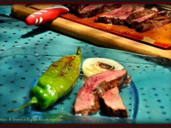 Vacío de ternera a la plancha con vegetales. - Preparación paso 3