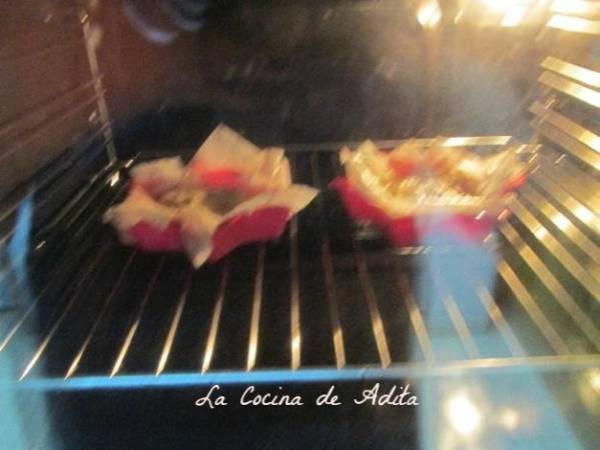 Flores de pasta filo con langostinos - Preparación paso 5