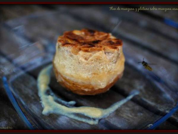 Flan de manzana y plátano sobre manzana asada - Preparación paso 1