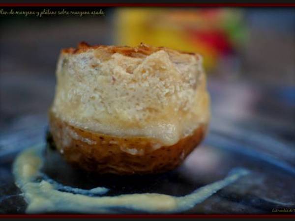 Flan de manzana y plátano sobre manzana asada - Preparación paso 2