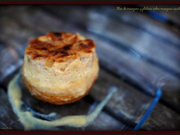 Flan de manzana y plátano sobre manzana asada - Preparación paso 3