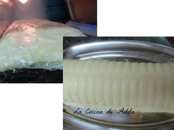 Brazo de puré de patatas, relleno de mariscos - Preparación paso 6