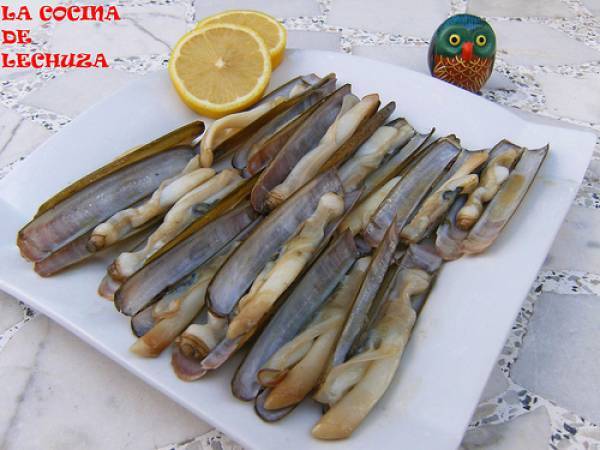 Receta gallega: navajas a la plancha y navajas en salsa marinera - Preparación paso 2