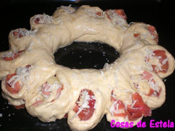 Corona de jamón y queso - Preparación paso 7