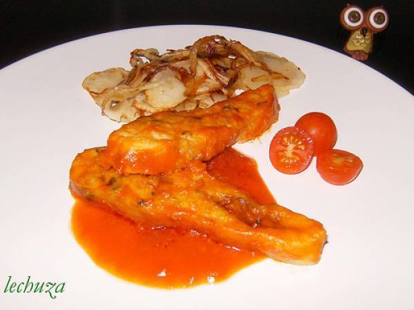 Castañeta (palometa) con tomate - Preparación paso 6