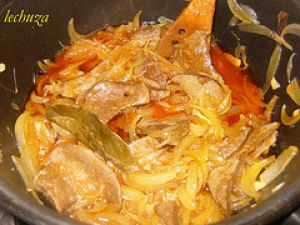Hígado encebollado al brandy - Preparación paso 5