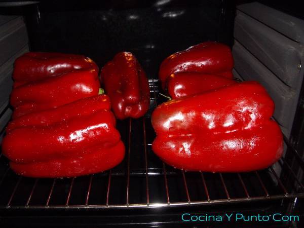 Pimientos Asados al Ajillo - Preparación paso 1