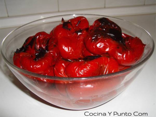 Pimientos Asados al Ajillo - Preparación paso 3