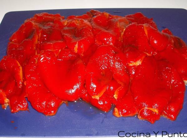 Pimientos Asados al Ajillo - Preparación paso 5