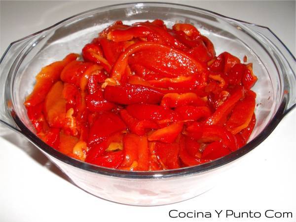 Pimientos Asados al Ajillo - Preparación paso 6