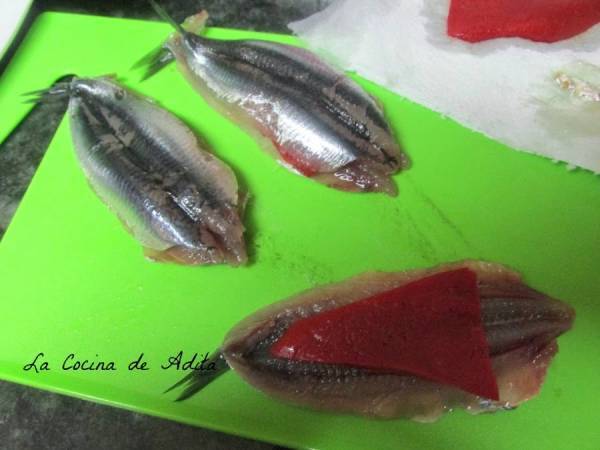 Boquerones rellenos - Preparación paso 2