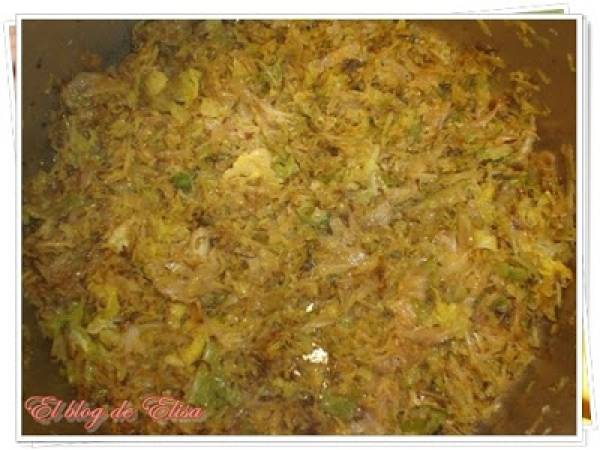 Repollo con arroz y carne - Preparación paso 4