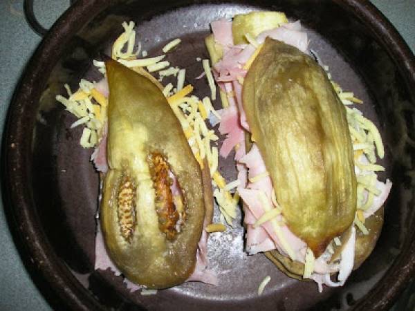 Berenjenas rellenas de jamón y queso - Preparación paso 1