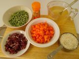 Paso 1 - Arroz con verduras y jamón al microondas