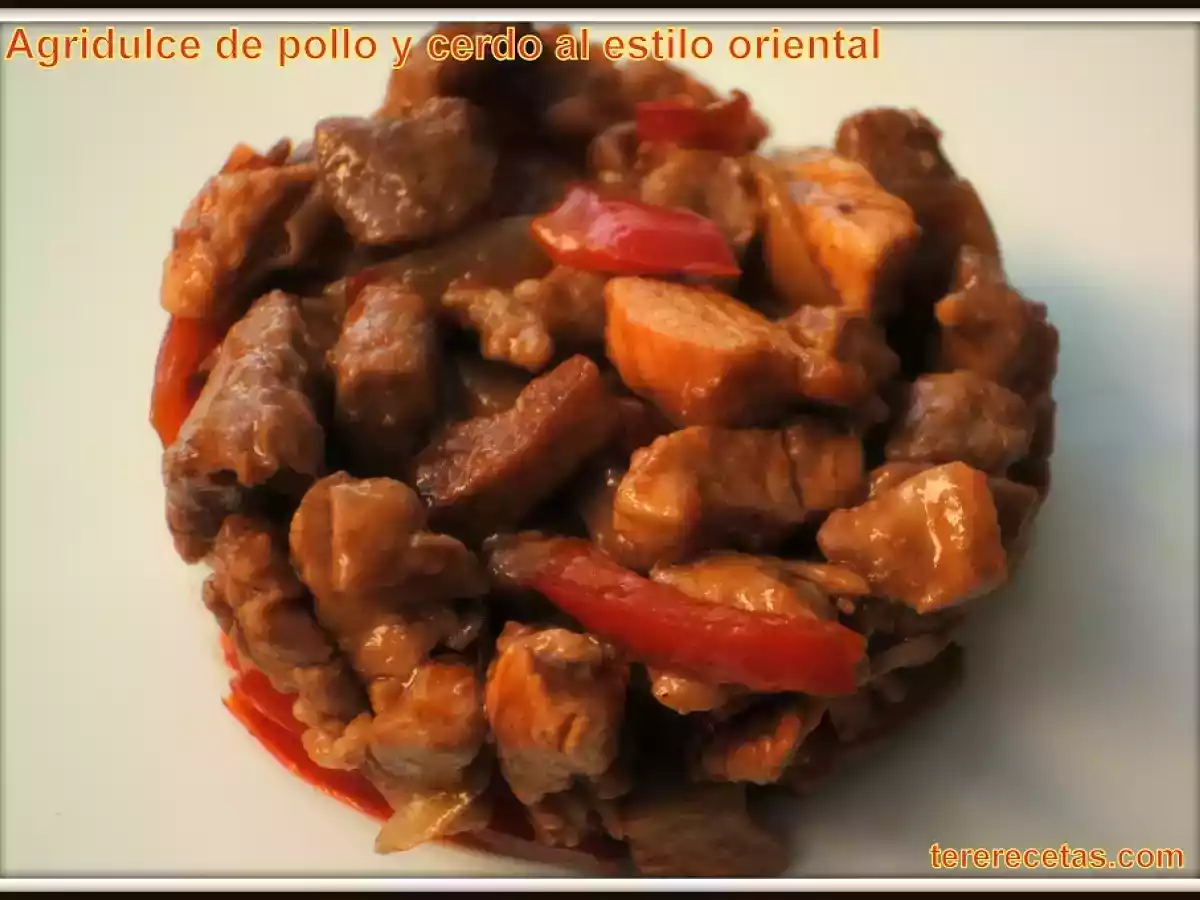 Agridulce de pollo y cerdo al estilo oriental - foto 3