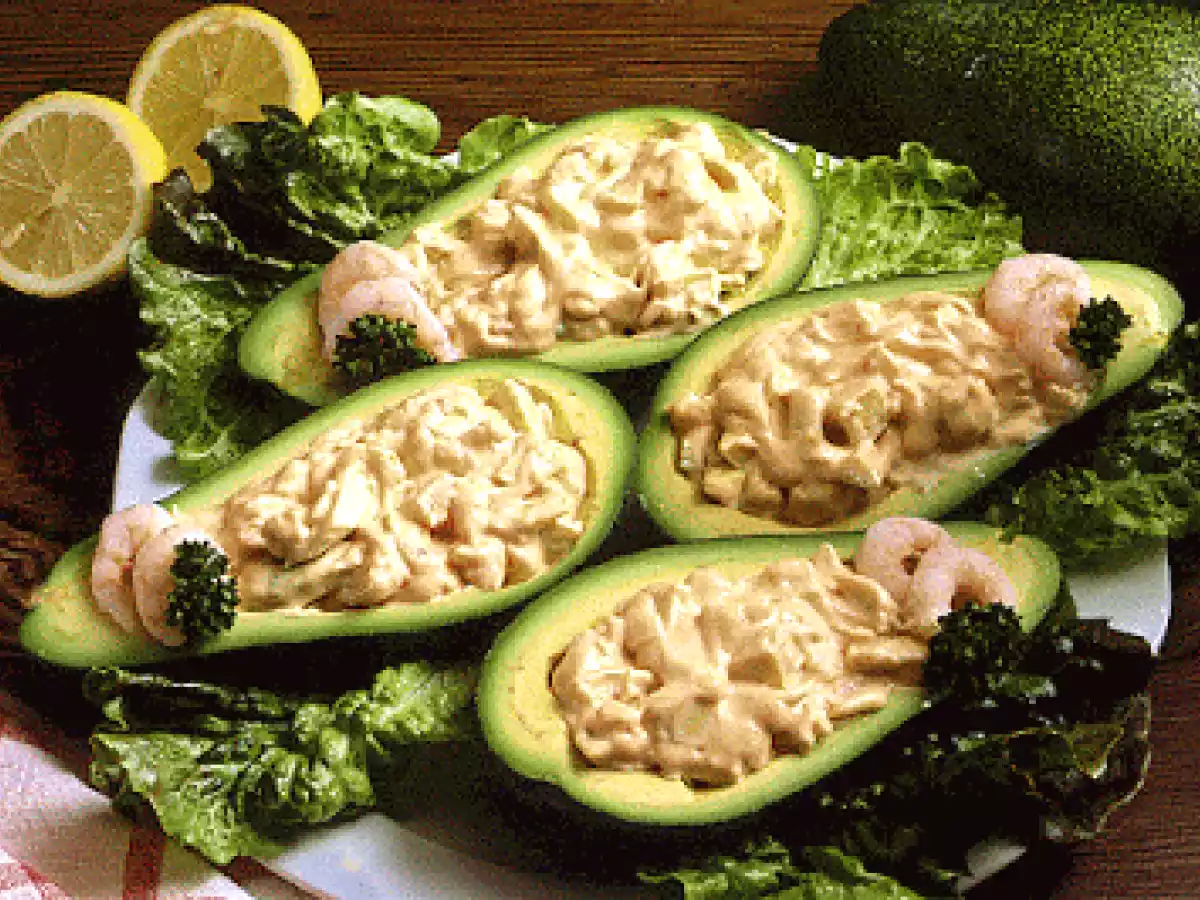 Aguacate con gambas