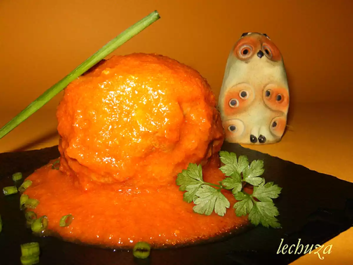 Albóndigas rellenas de coles de bruselas