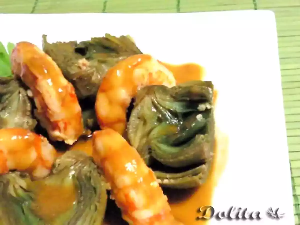 Alcachofas con gambones - foto 2