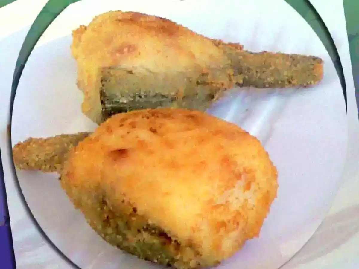 Alcachofas rellenas de bechamel con jamón - foto 2