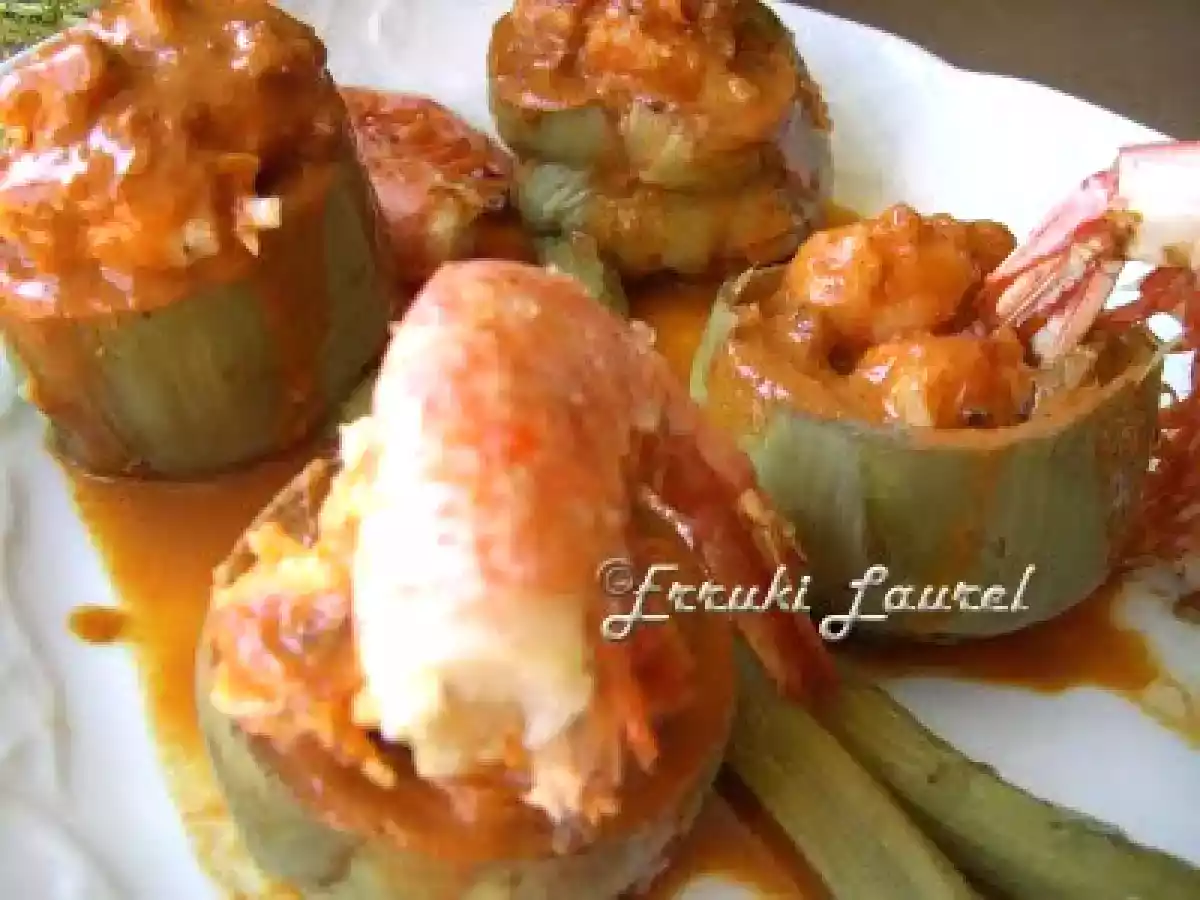 Alcachofas rellenas de gambas - foto 2