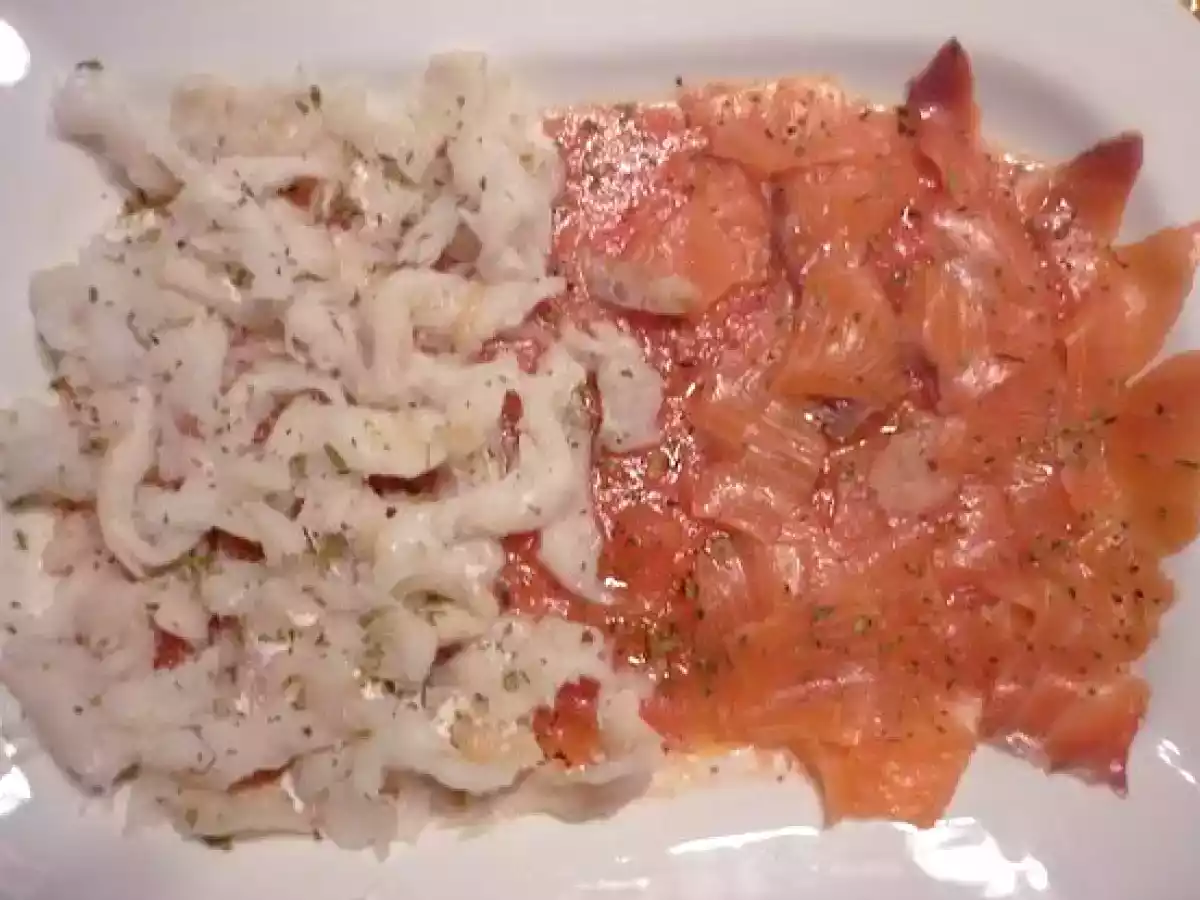 Aperitivo de salmón y bacalao