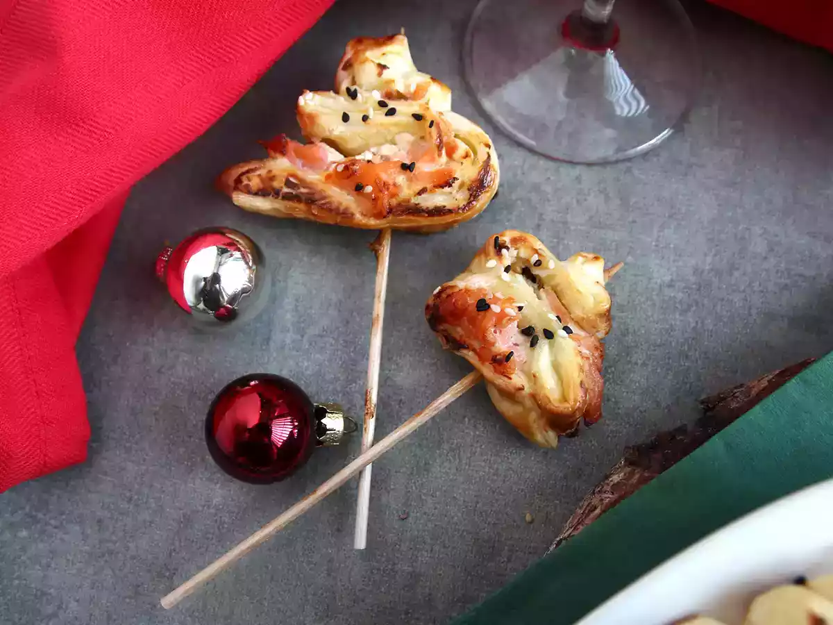 Árboles de hojaldre con salmón fresco y ahumado - foto 3