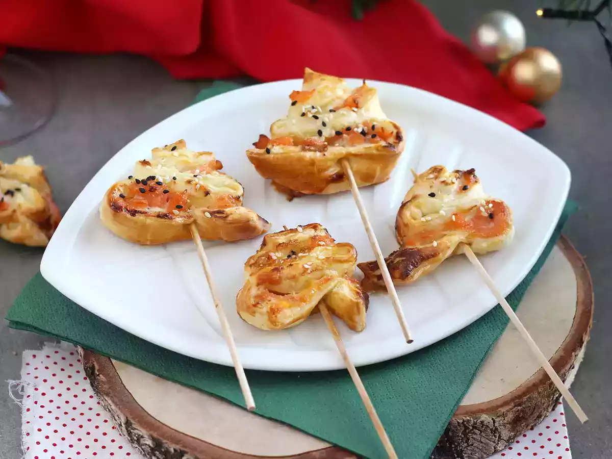 Árboles de hojaldre con salmón fresco y ahumado - foto 5