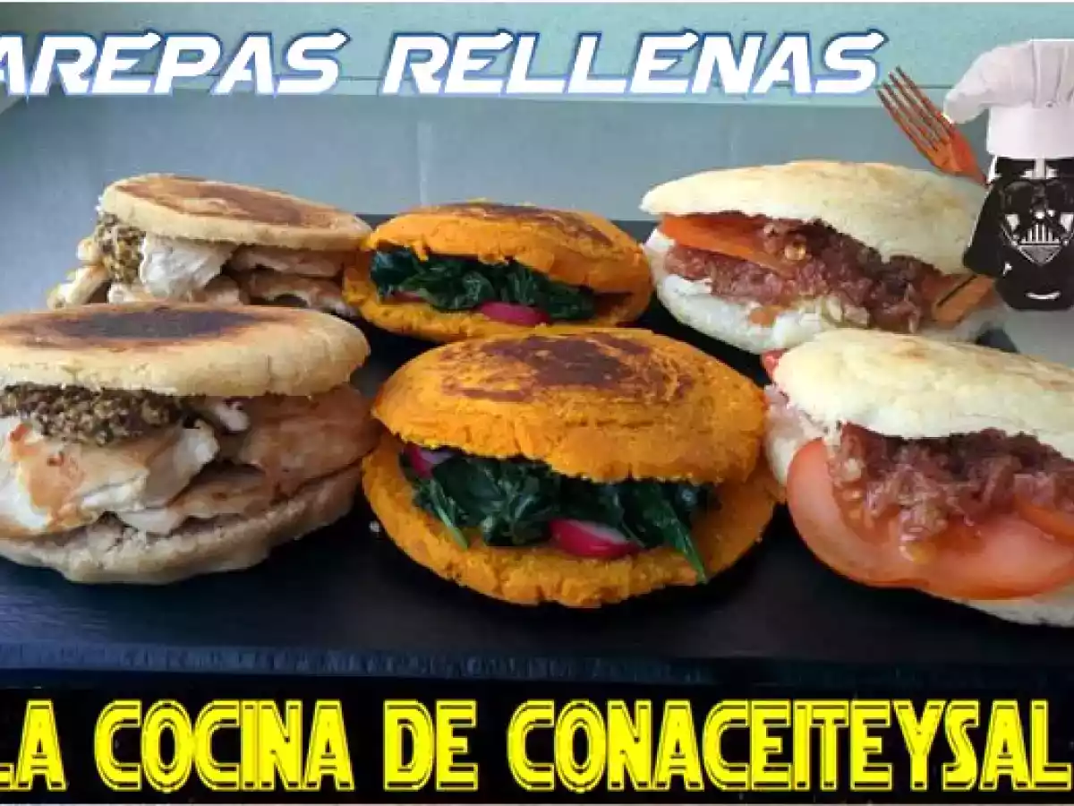 Arepas de maiz, Plátano y Jengibre rellenas