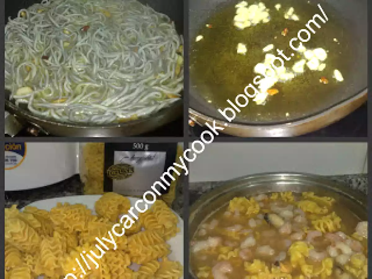 Armoniche(pasta) con gulas, gambas y mejillones - foto 2