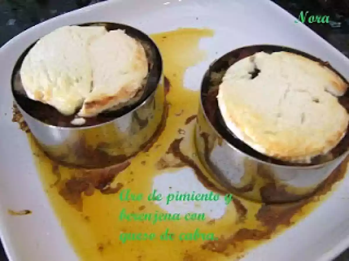 Aro de pimiento y berenjenas con queso de cabra. - foto 2